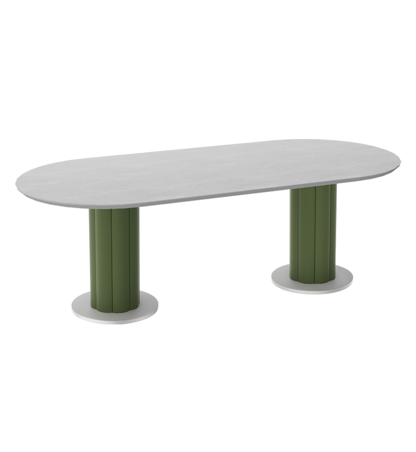 Lotus Dining Table with Ceramic Top and Double Pedestal Base