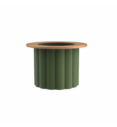 Lotus Small Aluminum Planter with Teak Look PC Aluminum Rim