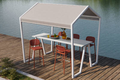 Samui Bar Height Dining Pavilion with Sling Roof