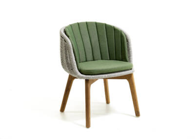 Bagel Dining Arm Chair with Seat and Back Cushion