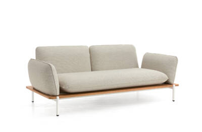 Pillow 2 Seater Sofa with Wood Grain PC ALU Base Slats