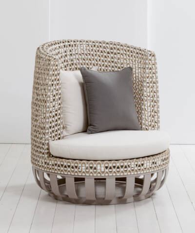 Vase High Back Lounge Arm Chair With Wicker
