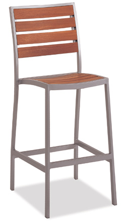 Mediterranean Armless Bar Stool With Teak or Faux Teak