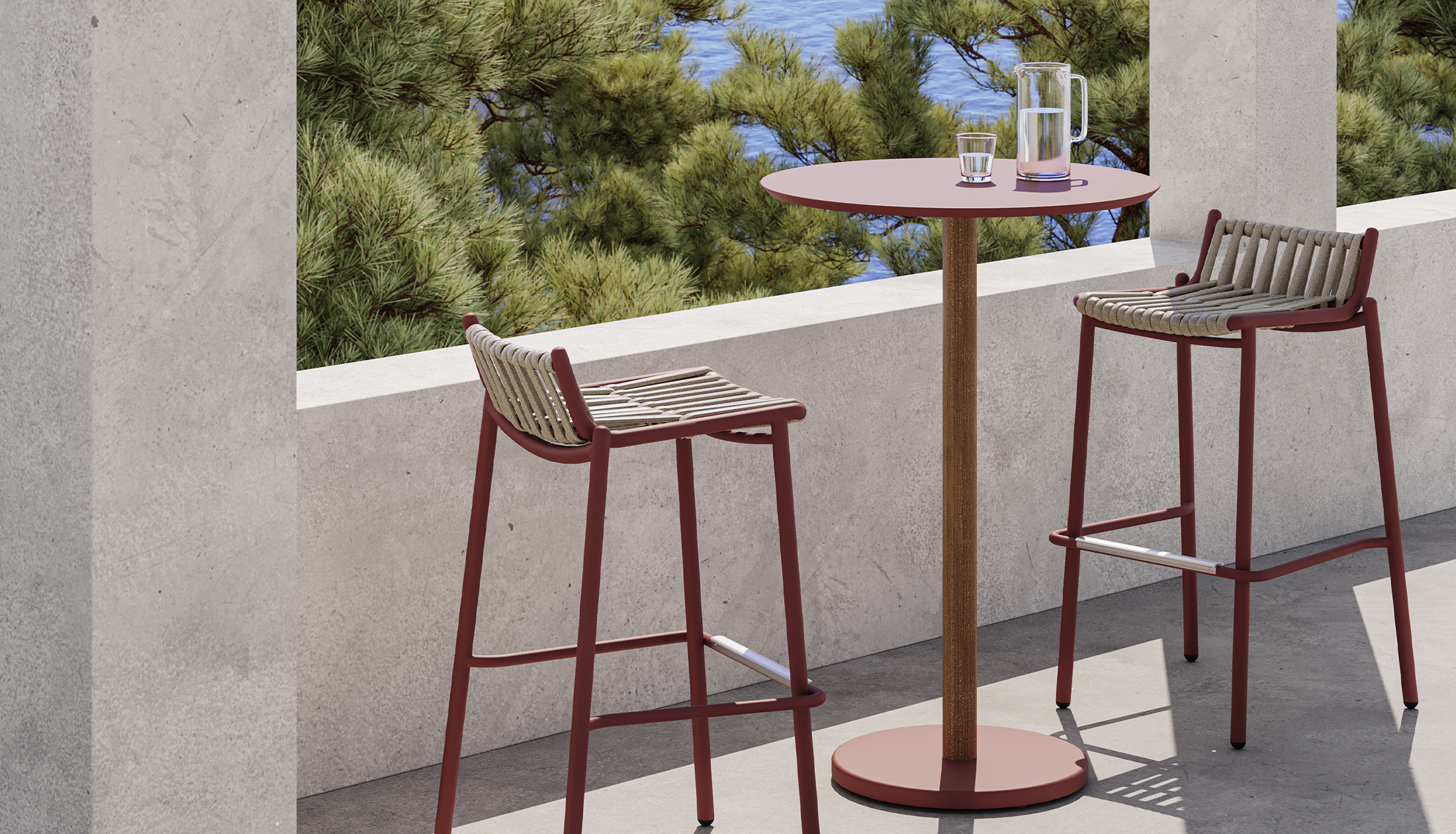 Loop Round Bar Table with Aluminum Top - Image 2