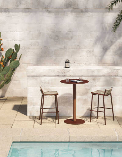 Loop Round Bar Table with Aluminum Top