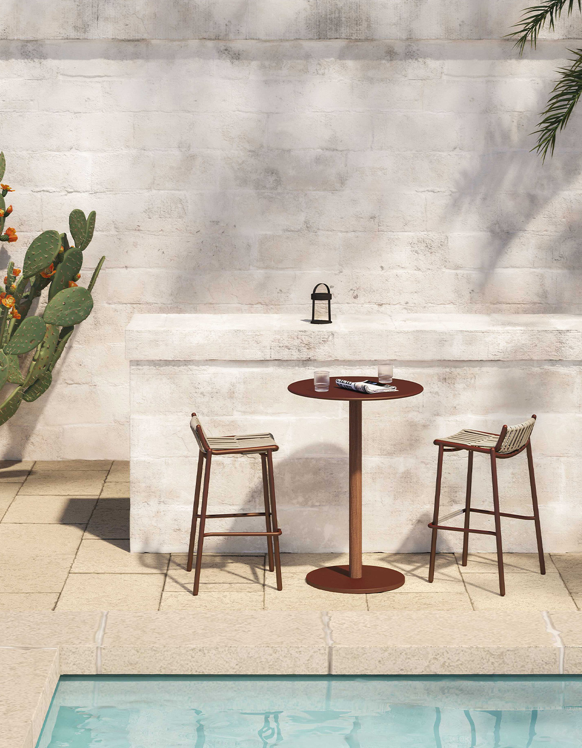 Loop Round Bar Table with Aluminum Top