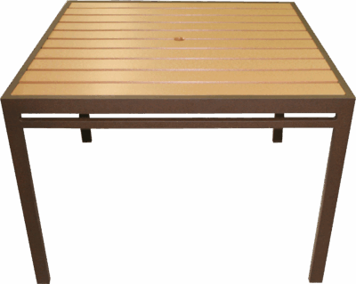 Alpha Square Dining Table with Faux Teak Slatted Top