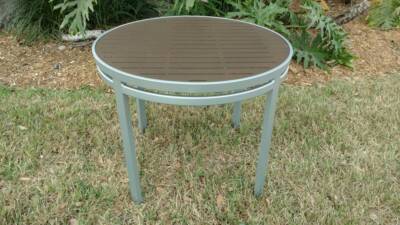 Alpha Round Dining Table with Slatted Aluminum Top