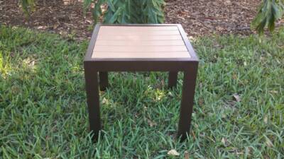 Alpha Square Side Table with Aluminum Slatted Top