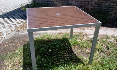 Alpha Square Dining Table with Slatted Aluminum Top