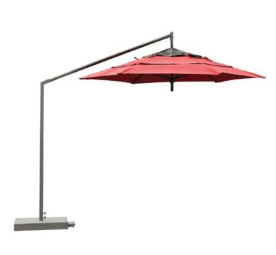 11.0' Hexagon Cantilever Umbrella with Single Top and Middle Vent and Outside Ties
