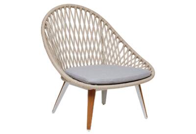 Dinosaur Egg Lounge Side Chair with Diamond Weave Rope