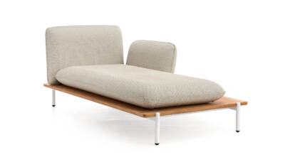 Pillow Meridienne Left Short Arm with Wood Grain PC ALU Base Slats