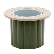 Lotus Small Aluminum Planter with Teak Look PC Aluminum Rim