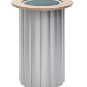 Lotus Large Aluminum Planter with Teak Look PC Aluminum Rim
