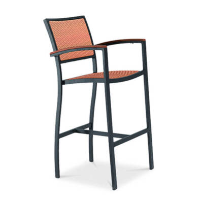 Mediterranean Arm Bar Stool With Wicker