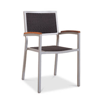 Mediterranean Dining Arm Chair With Wicker