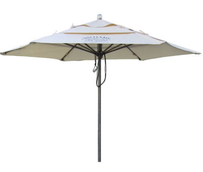 11.0' Nautical Hexagonal Heavy-Duty Market Umbrella with Single Top and Middle Vent and Outside Ties