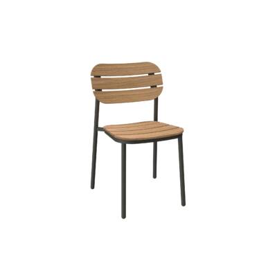 Oval Dining Side Chair with Teak Slats