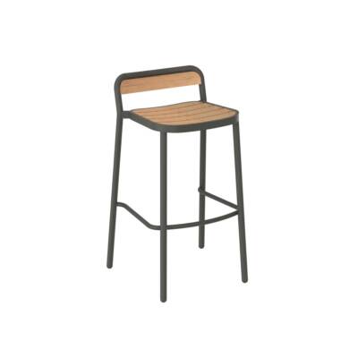Oval Armless Counter Stool With Teak or Faux Teak