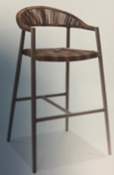 Prage Bar Stool with Arms and Seagrass Wicker Rope
