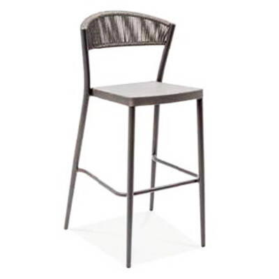 Prage Armless Bar Stool With Sling Seat and Rope Back