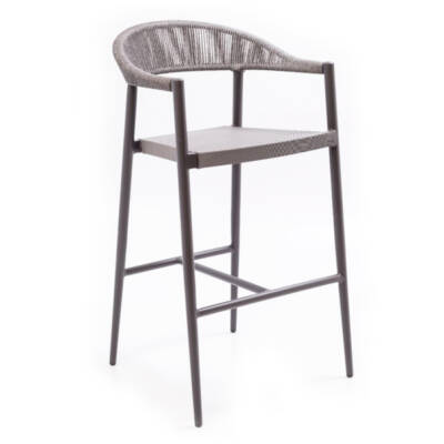 Prage Bar Stool with Arms, Sling Seat and Rope Back