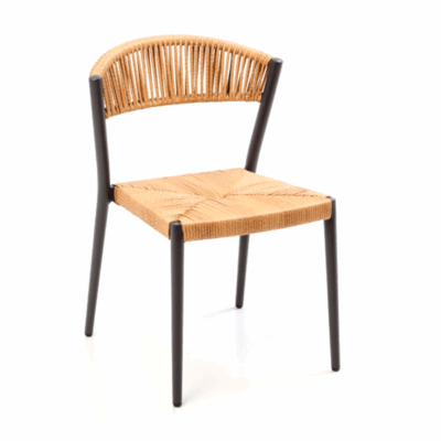 Prage Dining Side Chair With Seagrass Wicker Rope