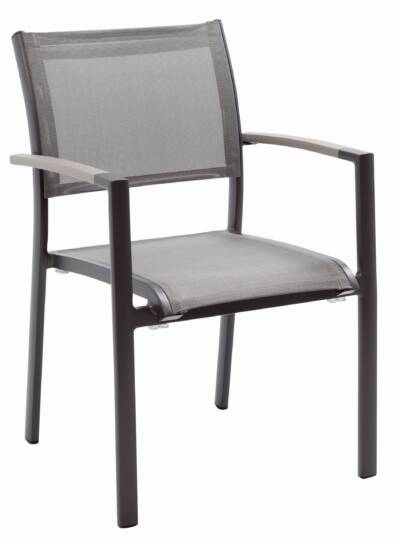 Rhodes Dining Arm Chair With Sling and Curved Seat