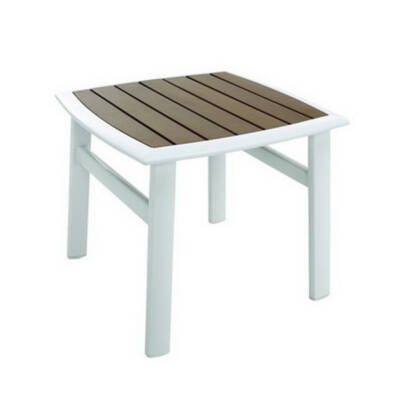 Rhodes End Table with Slatted Faux Teak Top