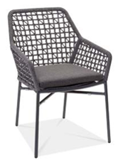 San Jose Dining Arm Chair with Square Weaving Rope and Sling or Fabric Seat Cushion