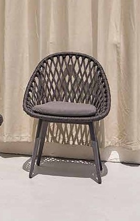 Dinosaur Egg Dining Side Chair with Diamond Weave Rope
