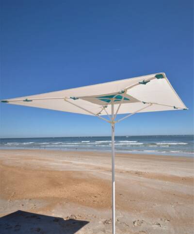 11.0' Latitude Square Low-Profile Heavy-Duty Market Umbrella with Single Top and Middle Vent and Outside Ties