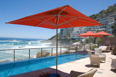 St. James Square ALU 6'5" Market Umbrella with Automatic Lifting System, Single Top Vent and Velcro Tie