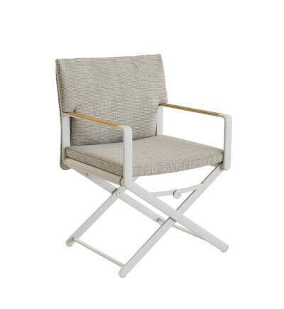 Chic Deluxe Folding Dining Arm Chair C with Cushion, Teak Arm Rest and Toggle