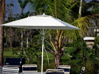 11'0" Mandarin Square Market Umbrella with Single Top Vent and Outside Ties