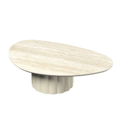 Lotus Oval Coffee Table with Ceramic Top (Large Top/Shorter Base)