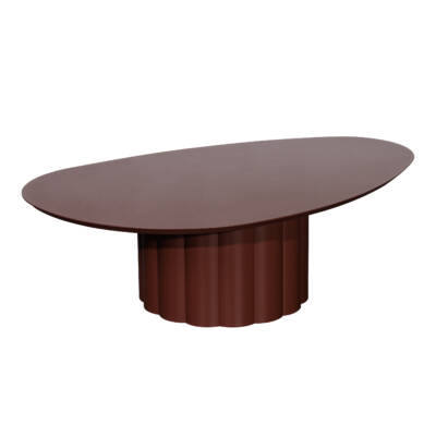 Lotus Oval Coffee Table with Aluminum Top (Large Top/Shorter Base)